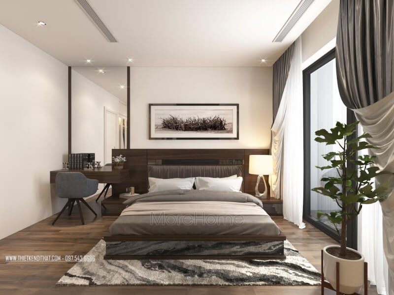 Mẫu sàn gỗ phòng ngủ đẹp và hiện đại được ưa chuộng để trang trí nhà phố biệt thự.